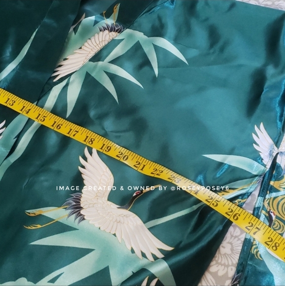 Japanese Crane Long Green Robe - Picture 8 of 8
